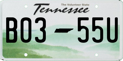 TN license plate B0355U