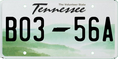 TN license plate B0356A