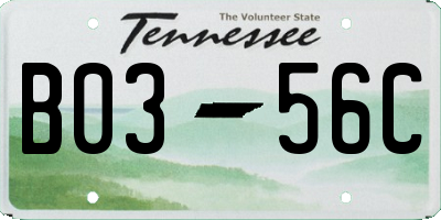 TN license plate B0356C