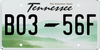 TN license plate B0356F