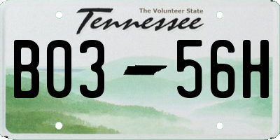 TN license plate B0356H