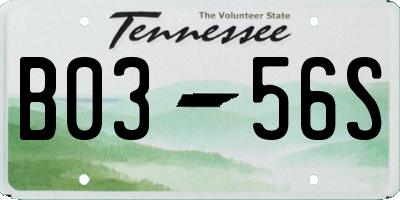 TN license plate B0356S