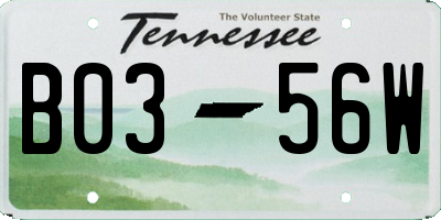 TN license plate B0356W