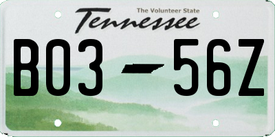 TN license plate B0356Z