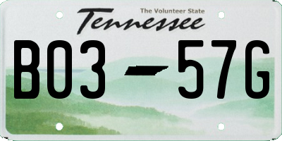 TN license plate B0357G
