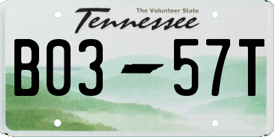 TN license plate B0357T