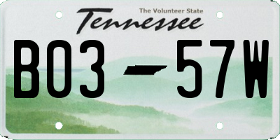 TN license plate B0357W