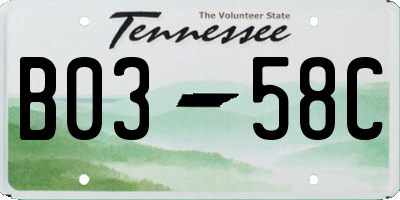 TN license plate B0358C