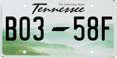 TN license plate B0358F