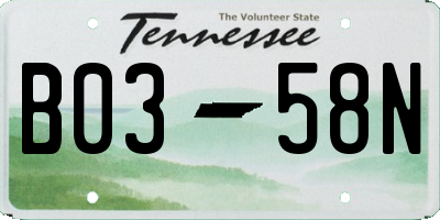 TN license plate B0358N