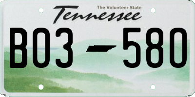 TN license plate B0358O