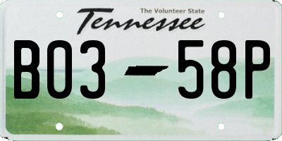 TN license plate B0358P