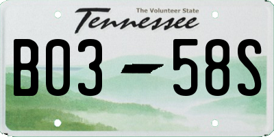 TN license plate B0358S