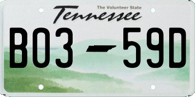 TN license plate B0359D