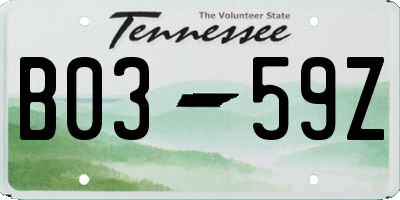 TN license plate B0359Z