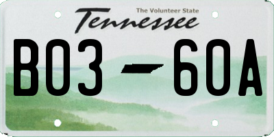 TN license plate B0360A