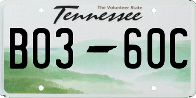 TN license plate B0360C