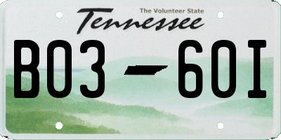 TN license plate B0360I