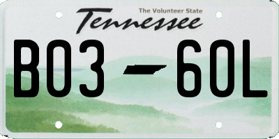TN license plate B0360L