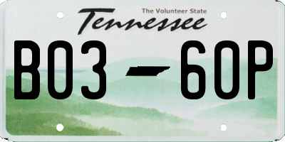 TN license plate B0360P