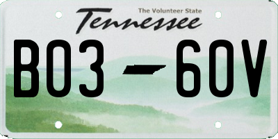 TN license plate B0360V