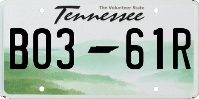 TN license plate B0361R