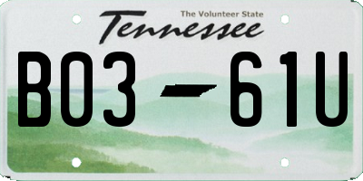 TN license plate B0361U
