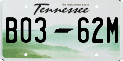 TN license plate B0362M