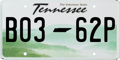 TN license plate B0362P