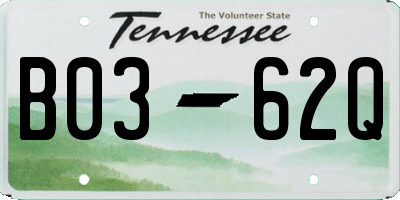 TN license plate B0362Q
