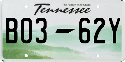 TN license plate B0362Y