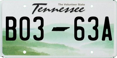 TN license plate B0363A
