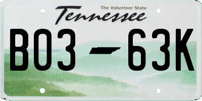 TN license plate B0363K