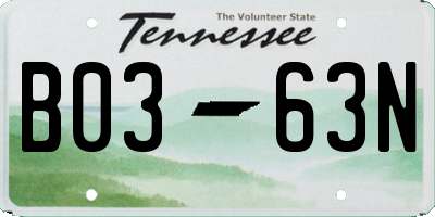 TN license plate B0363N