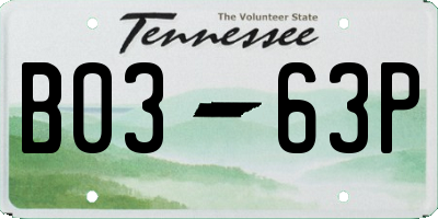 TN license plate B0363P