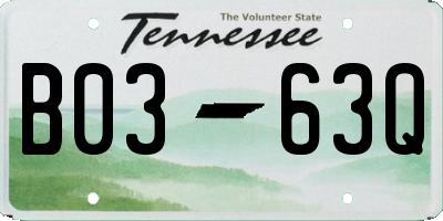 TN license plate B0363Q