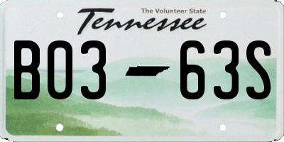 TN license plate B0363S