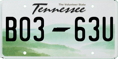 TN license plate B0363U