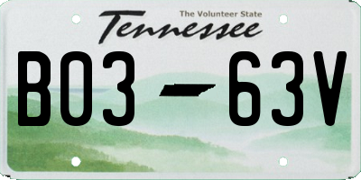 TN license plate B0363V