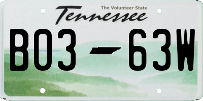 TN license plate B0363W