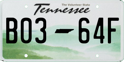 TN license plate B0364F