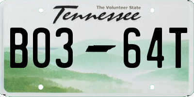 TN license plate B0364T