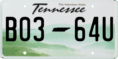 TN license plate B0364U