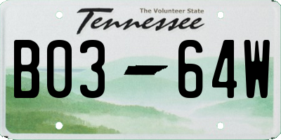 TN license plate B0364W