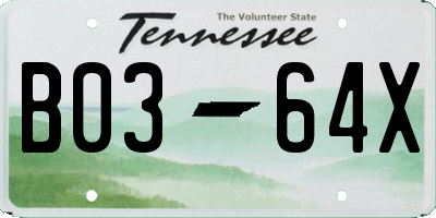 TN license plate B0364X