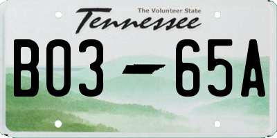 TN license plate B0365A