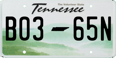 TN license plate B0365N