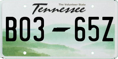 TN license plate B0365Z