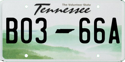 TN license plate B0366A