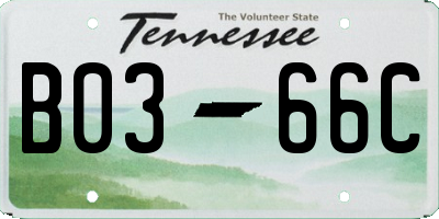 TN license plate B0366C